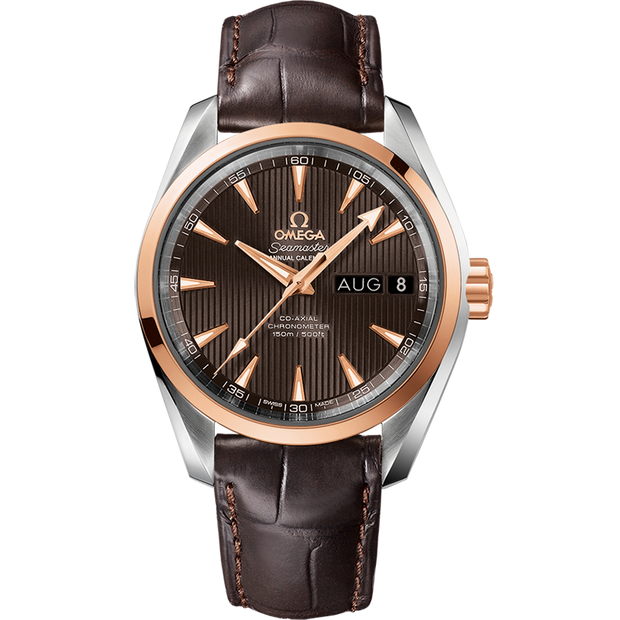 Omega Seamaster Aqua Terra 150M 38.5 mm, steel - red gold on leather strap