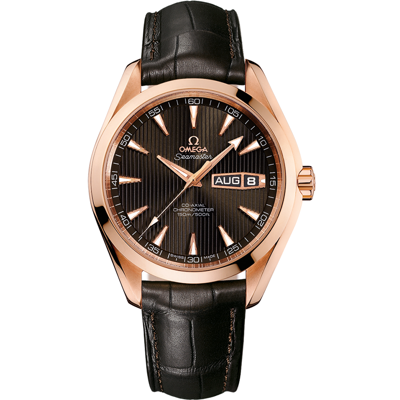 Omega Seamaster Aqua Terra 150M 43 mm, red gold on leather strap