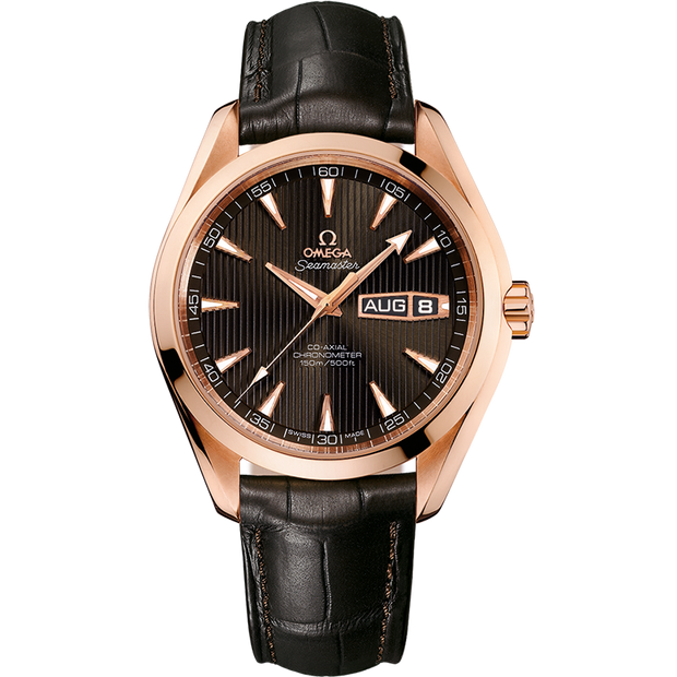 Omega Seamaster Aqua Terra 150M 43 mm, red gold on leather strap