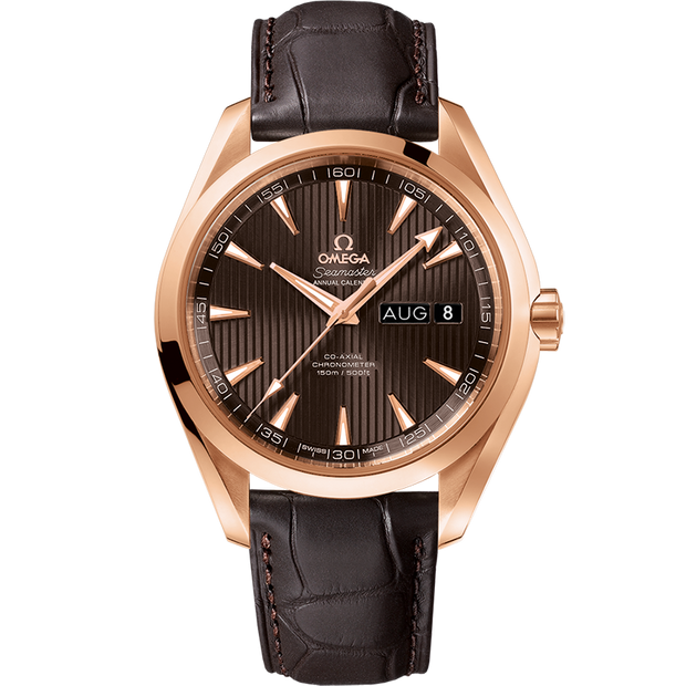 Omega Seamaster Aqua Terra 150M 43 mm, red gold on leather strap