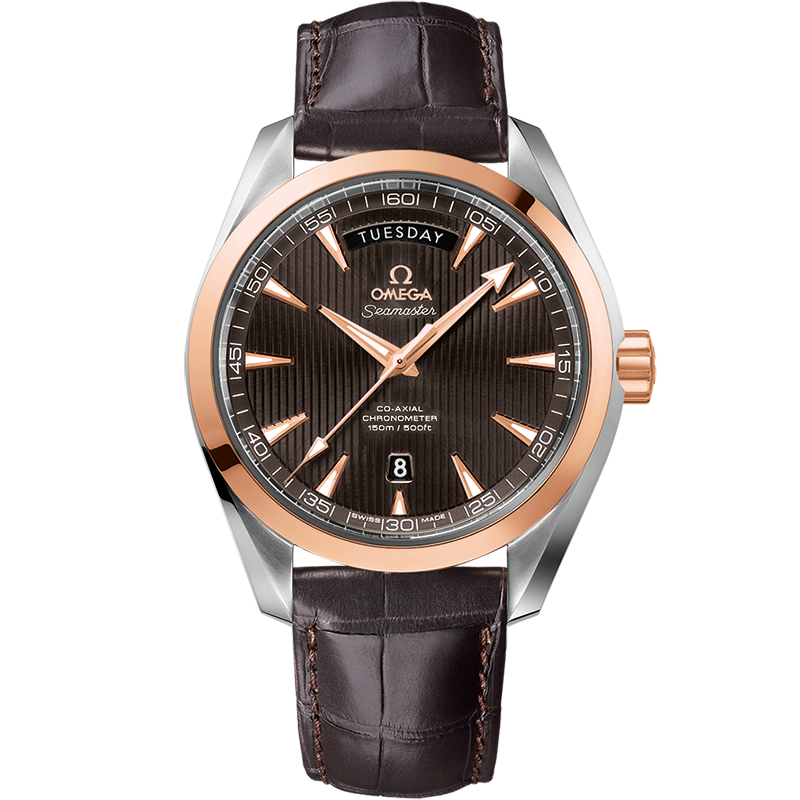 Omega Seamaster Aqua Terra 150M 41.5 mm, steel - red gold on leather strap