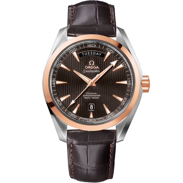 Omega Seamaster Aqua Terra 150M 41.5 mm, steel - red gold on leather strap