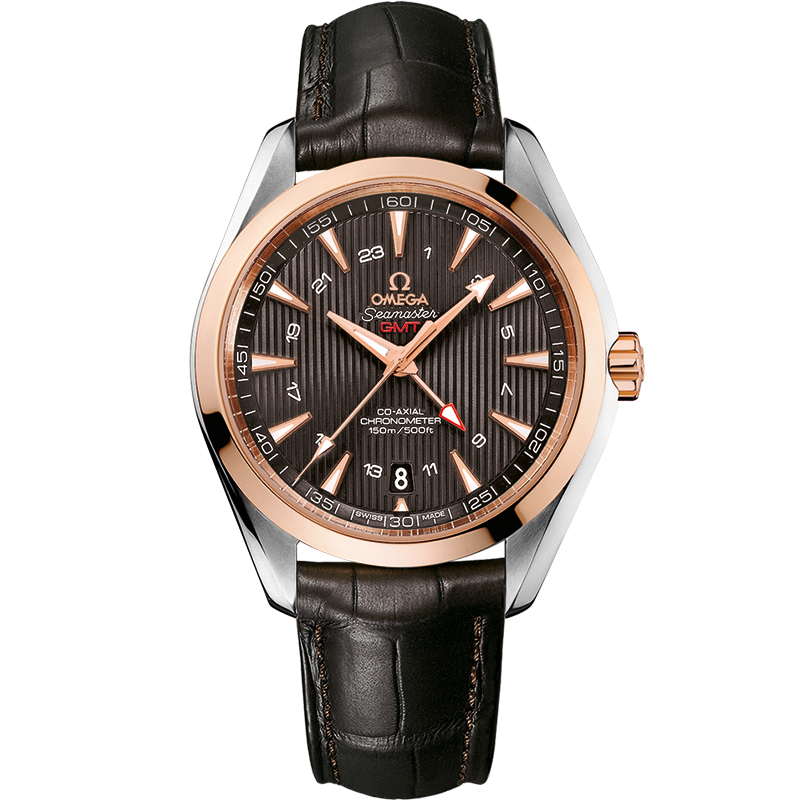 Omega Seamaster Aqua Terra 150M 43 mm, steel - red gold on leather strap