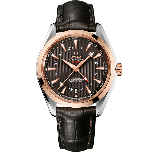 Omega Seamaster Aqua Terra 150M 43 mm, steel - red gold on leather strap