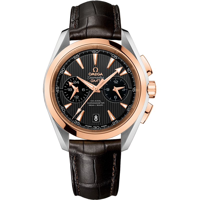 Omega Seamaster Aqua Terra 150M 43 mm, steel - red gold on leather strap