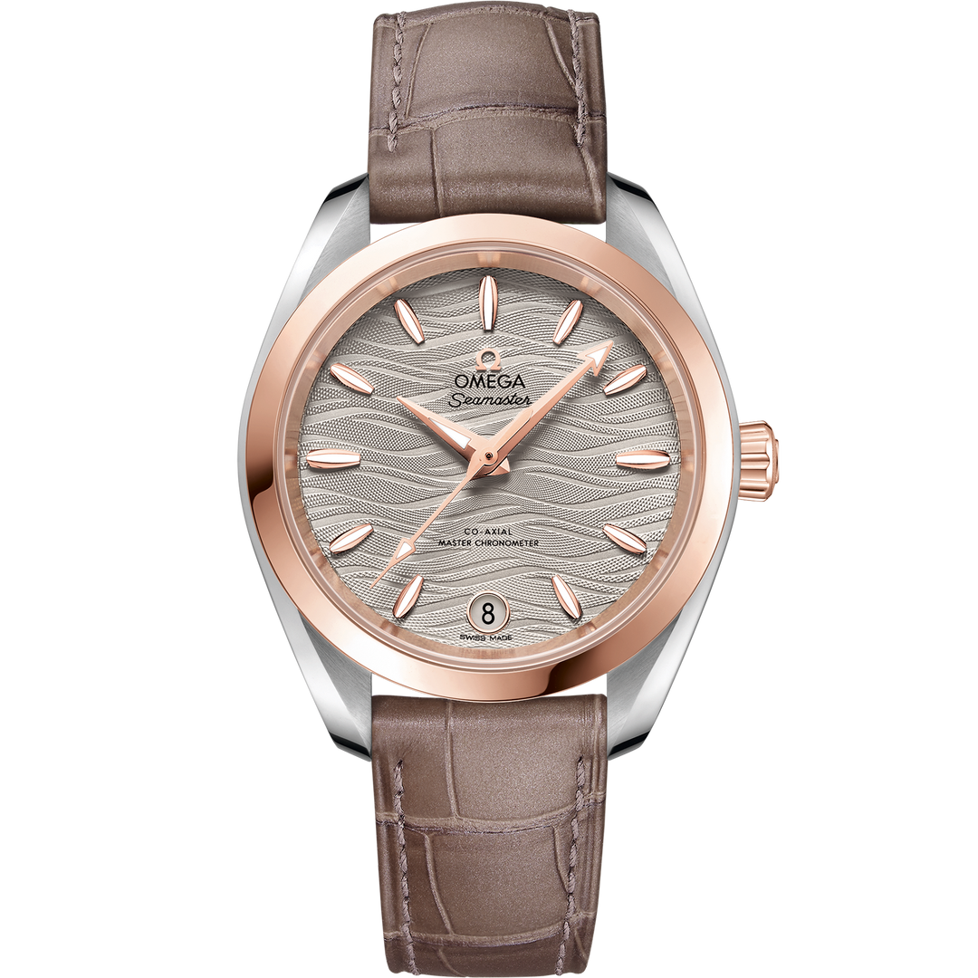 Omega Seamaster Aqua Terra 150M 34 mm, steel - Sedna™ gold on leather strap