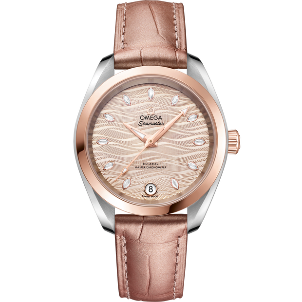 Omega Seamaster Aqua Terra 150M 34 mm, steel - Sedna™ gold on leather strap