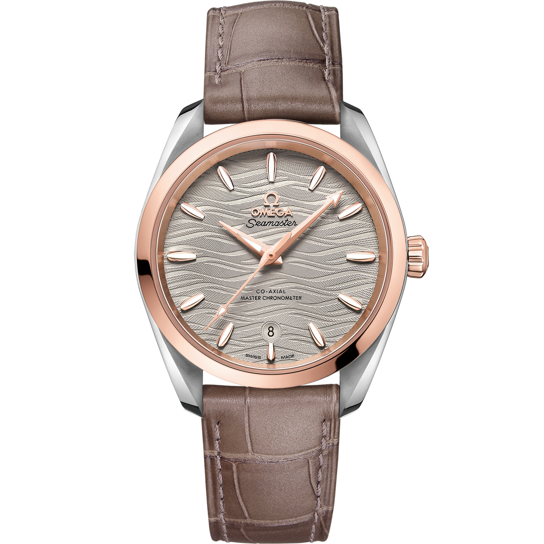 Omega Seamaster Aqua Terra 150M 38 mm, steel - Sedna™ gold on leather strap