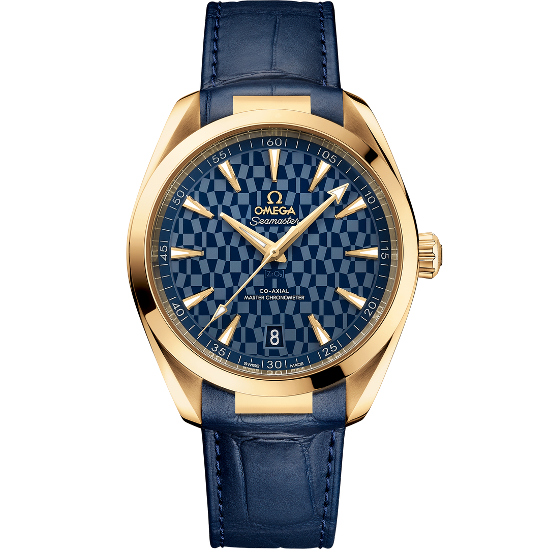 Omega Seamaster Aqua Terra 150M 41 mm, yellow gold on leather strap