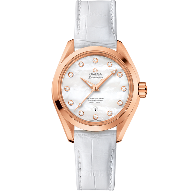 Omega Seamaster Aqua Terra 150M 34 mm, Sedna™ gold on leather strap