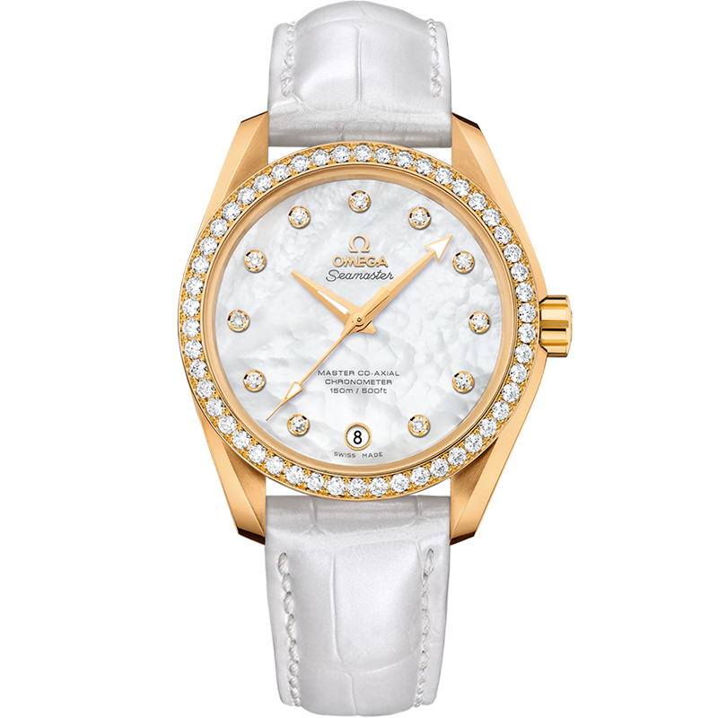 Omega Seamaster Aqua Terra 150M 38.5 mm, yellow gold on leather strap