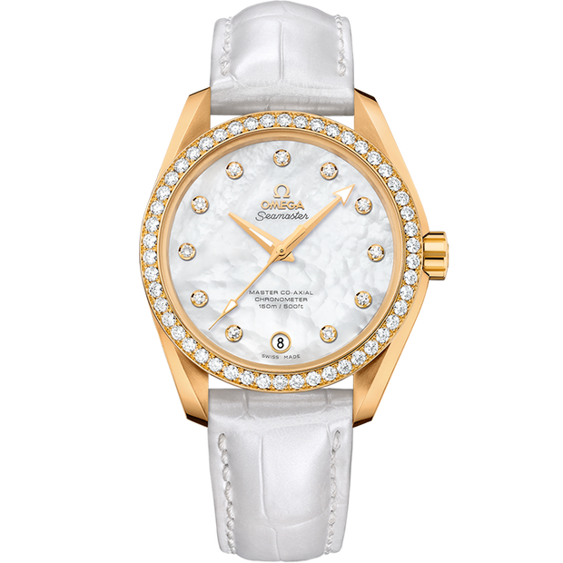 Omega Seamaster Aqua Terra 150M 38.5 mm, yellow gold on leather strap