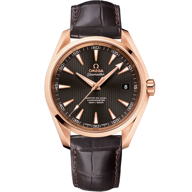 Omega Seamaster Aqua Terra 150M 41.5 mm, red gold on leather strap