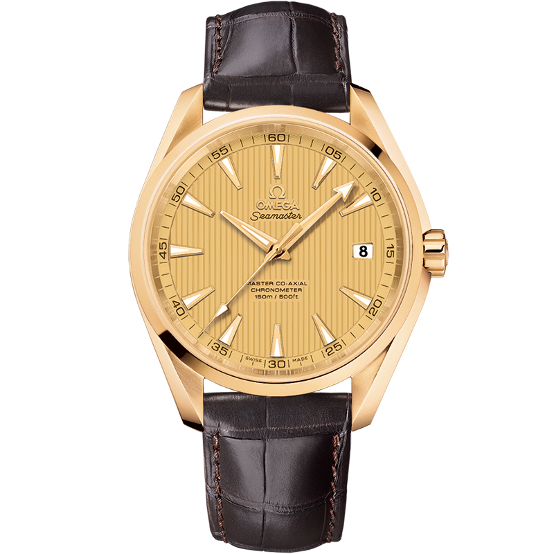 Omega Seamaster Aqua Terra 150M 41.5 mm, yellow gold on leather strap