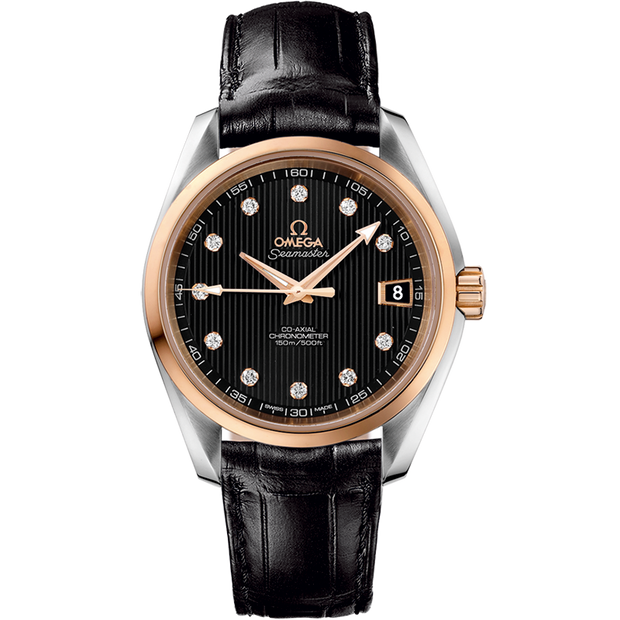 Omega Seamaster Aqua Terra 150M 38.5 mm, steel - red gold on leather strap