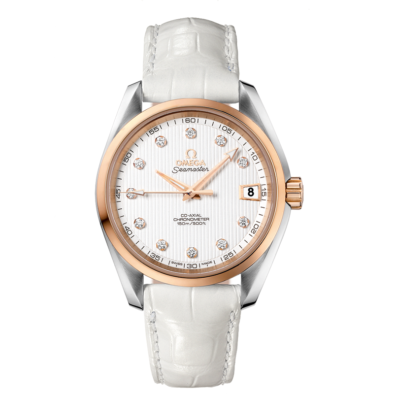 Omega Seamaster Aqua Terra 150M 38.5 mm, steel - red gold on leather strap