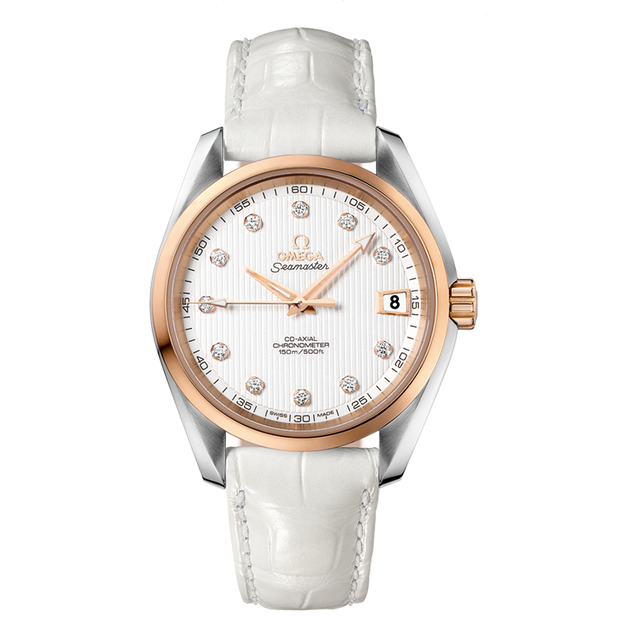 Omega Seamaster Aqua Terra 150M 38.5 mm, steel - red gold on leather strap