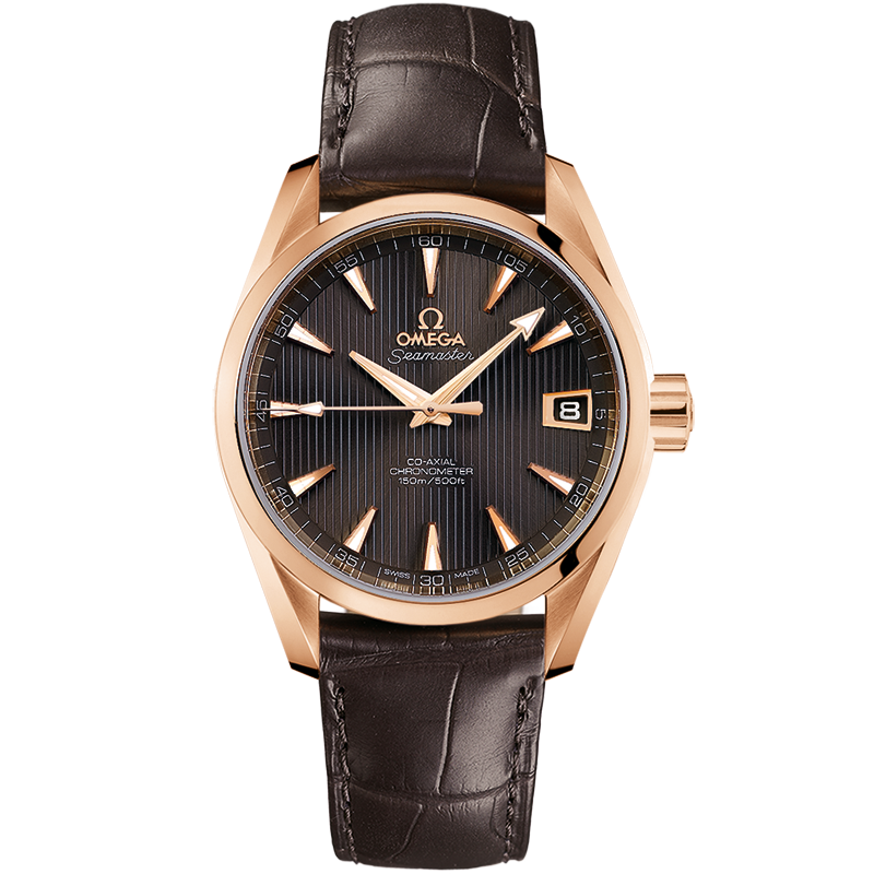 Omega Seamaster Aqua Terra 150M 38.5 mm, red gold on leather strap