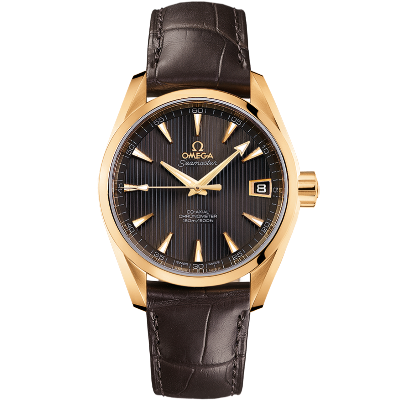 Omega Seamaster Aqua Terra 150M 38.5 mm, yellow gold on leather strap