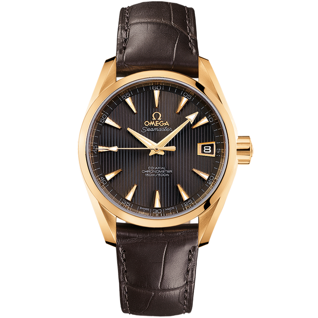 Omega Seamaster Aqua Terra 150M 38.5 mm, yellow gold on leather strap