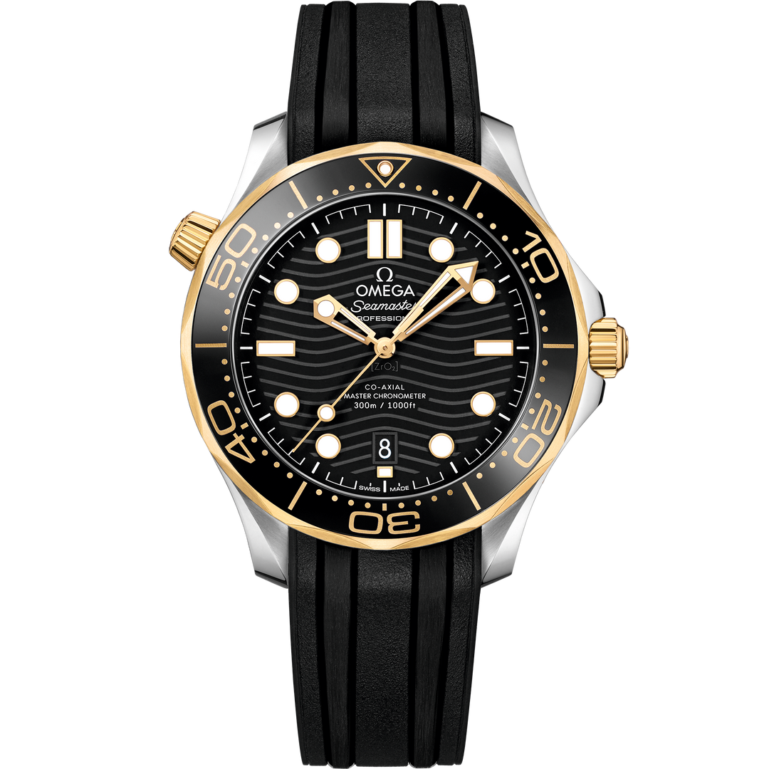 Omega Seamaster Diver 300M 42 mm, steel - yellow gold on rubber strap