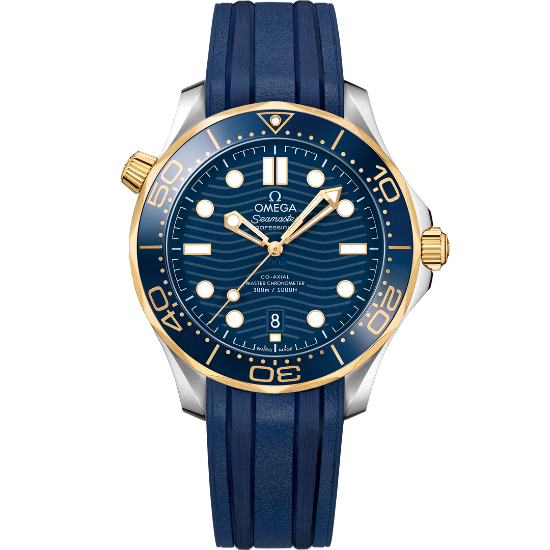 Omega Seamaster Diver 300M 42 mm, steel - yellow gold on rubber strap