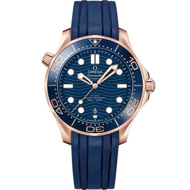 Omega Seamaster Diver 300M 42 mm, Sedna™ gold on rubber strap