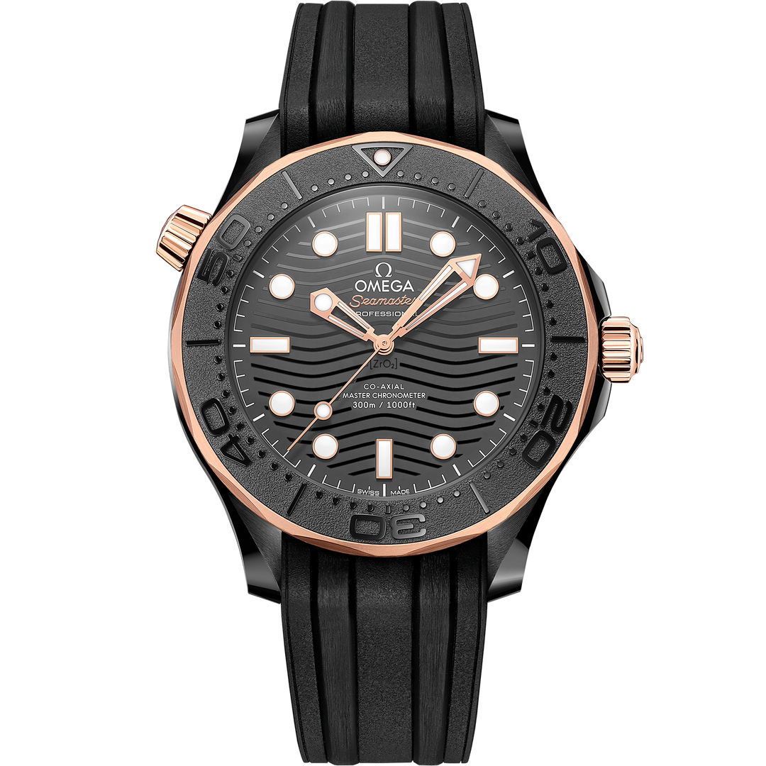 Omega Seamaster Diver 300M 43.5 mm, black ceramic on rubber strap