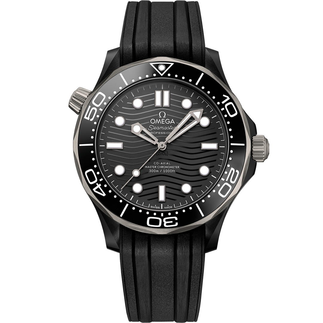 Omega Seamaster Diver 300M 43.5 mm, black ceramic on rubber strap