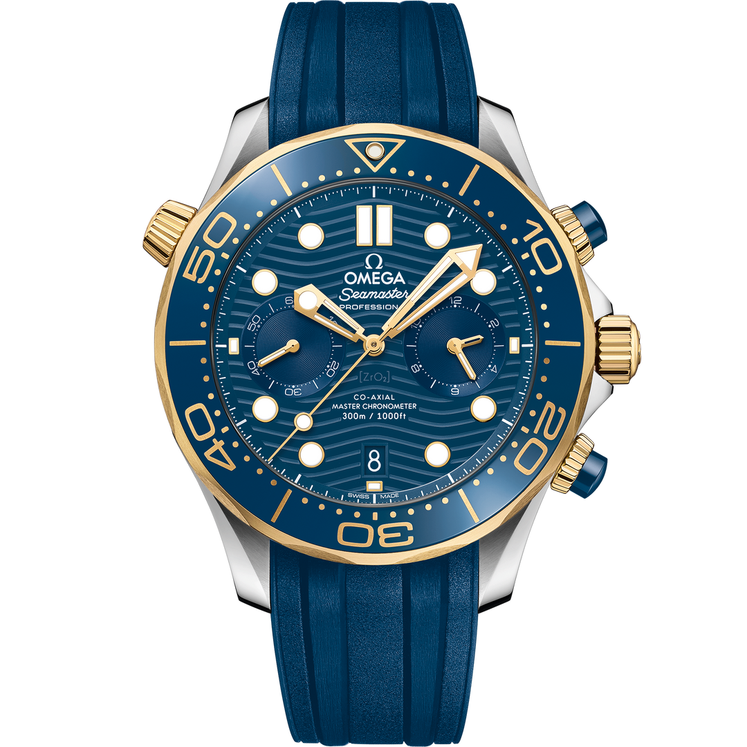 Omega Seamaster Diver 300M 44 mm, steel - yellow gold on rubber strap