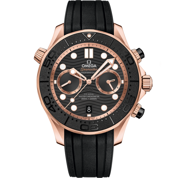 Omega Seamaster Diver 300M 44 mm, Sedna™ gold on rubber strap