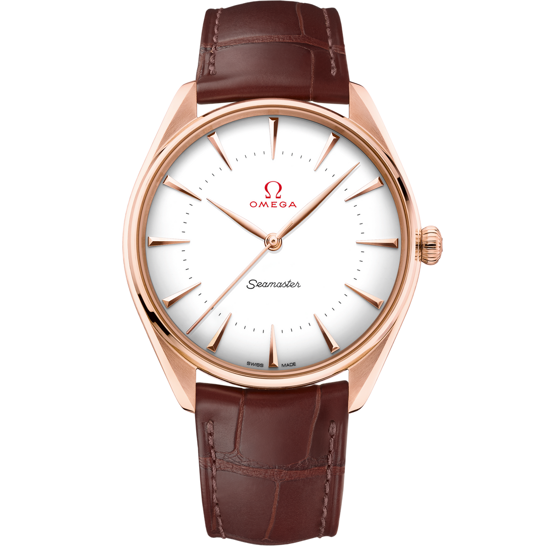 Omega Seamaster Olympic Official Timekeeper 39.5 mm, Sedna™ gold on leather strap