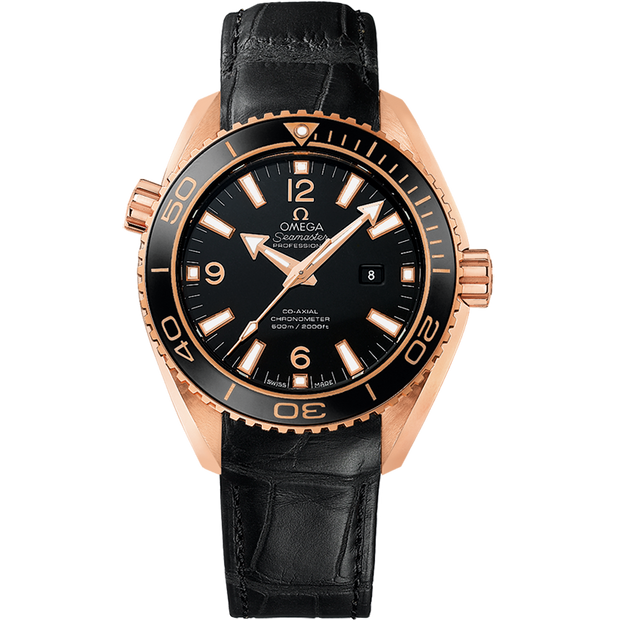 Omega Seamaster Planet Ocean 600M 37.5 mm, red gold on leather strap