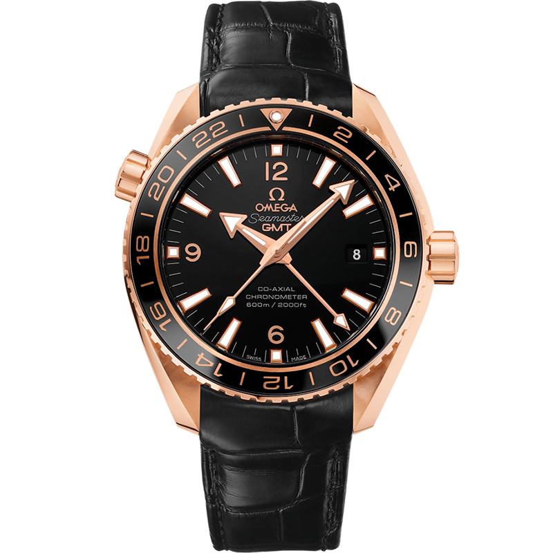 Omega Seamaster Planet Ocean 600M 43.5 mm, red gold on leather strap