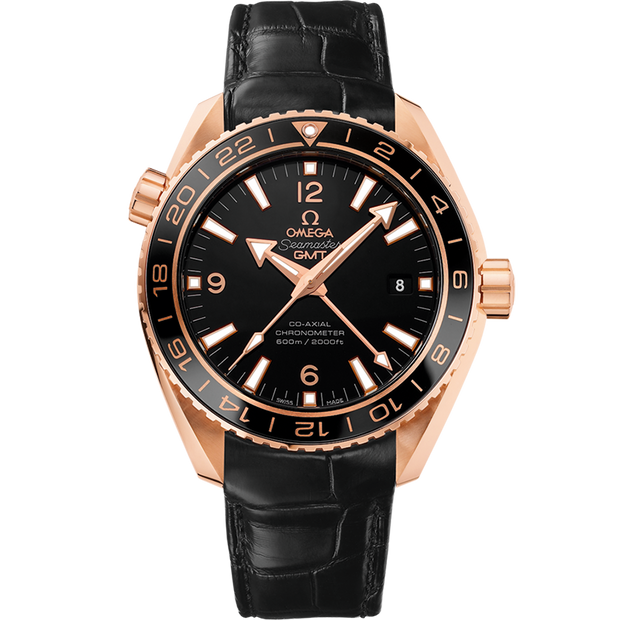 Omega Seamaster Planet Ocean 600M 43.5 mm, red gold on leather strap