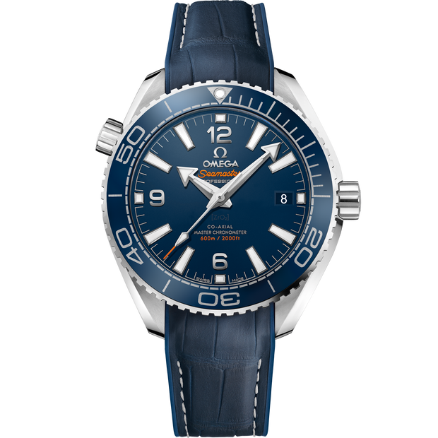 Omega Seamaster Planet Ocean 600M 39.5 mm, steel on leather strap with rubber lining