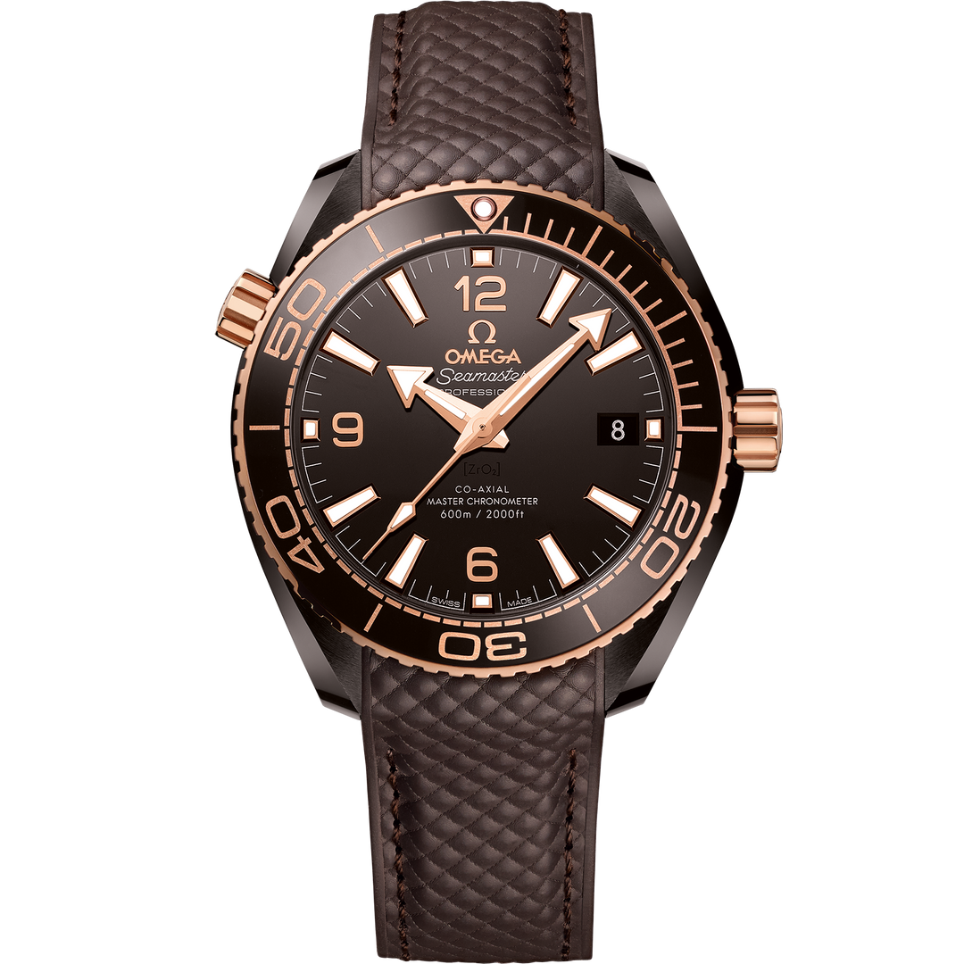 Omega Seamaster Planet Ocean 600M 39.5 mm, brown ceramic on rubber strap