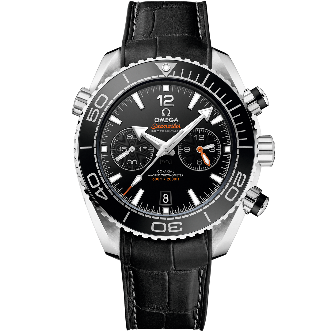 Omega Seamaster Planet Ocean 600M 45.5 mm, steel on leather strap with rubber lining