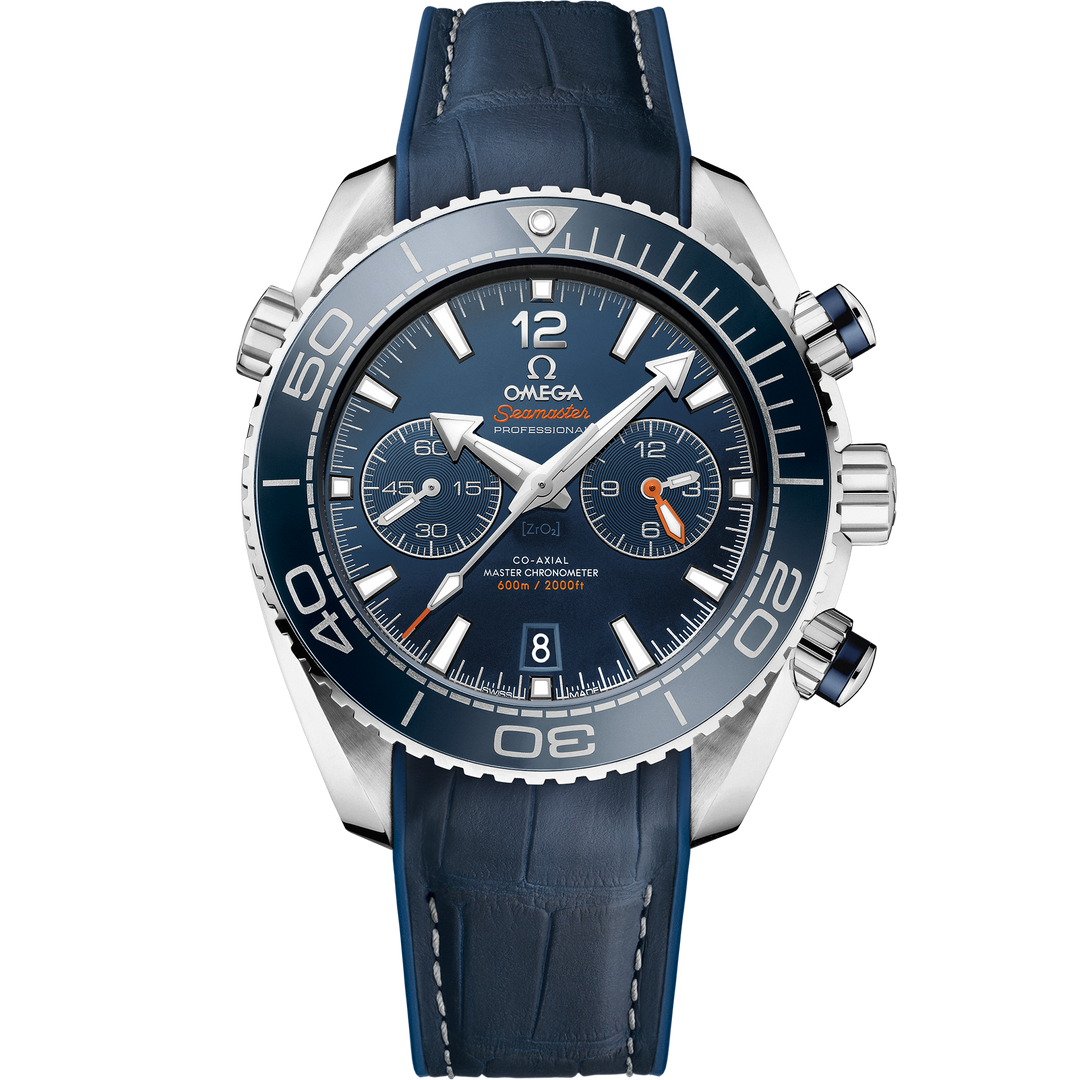 Omega Seamaster Planet Ocean 600M 45.5 mm, steel on leather strap with rubber lining