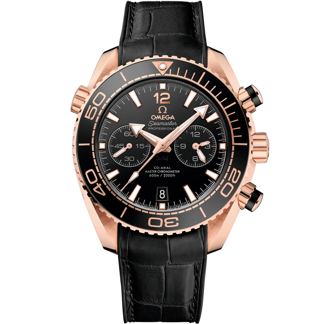 Omega Seamaster Planet Ocean 600M 45.5 mm, Sedna™ gold on leather strap with rubber lining