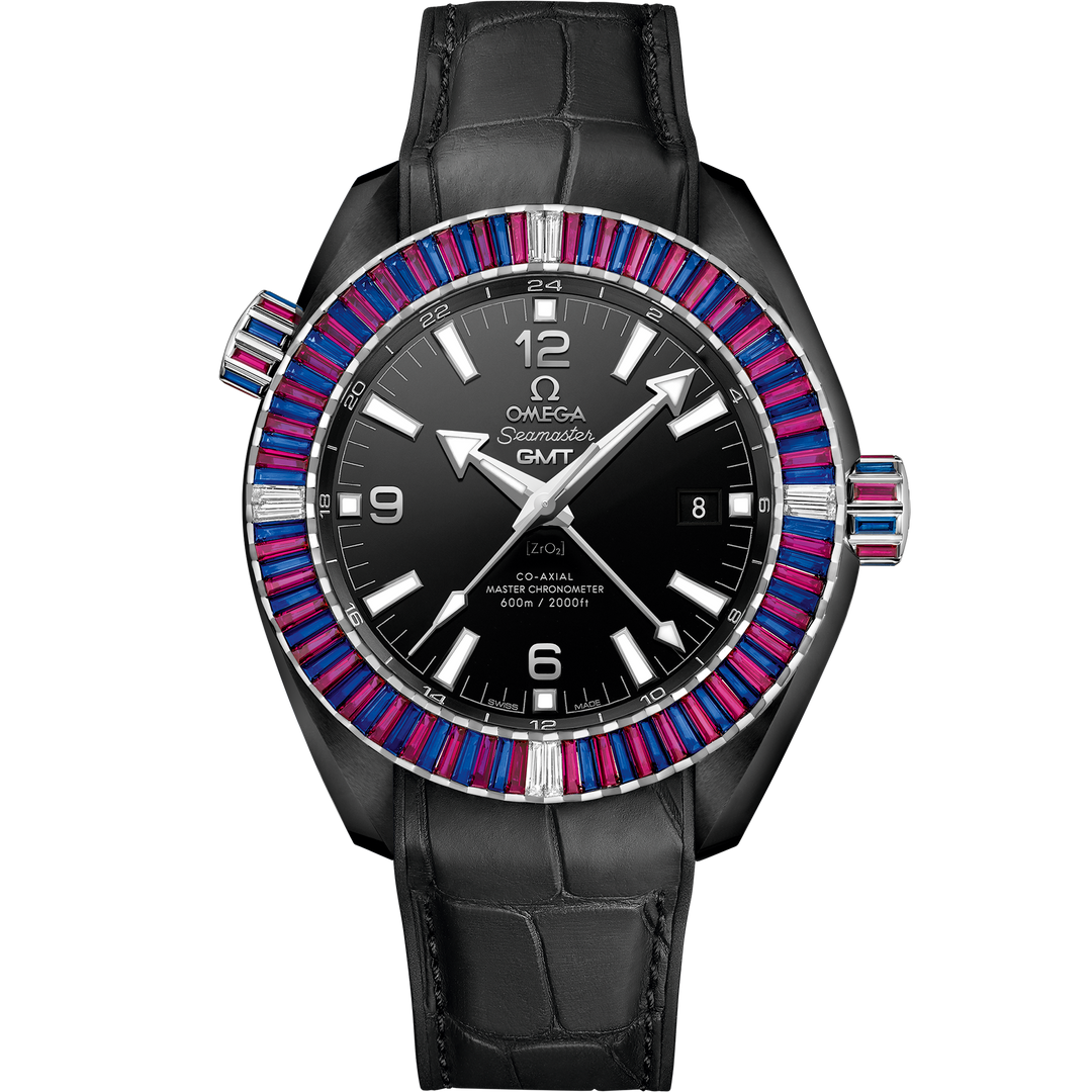 Omega Seamaster Planet Ocean 600M 45.5 mm, black ceramic on leather strap