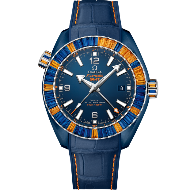 Omega Seamaster Planet Ocean 600M 45.5 mm, blue ceramic on leather strap