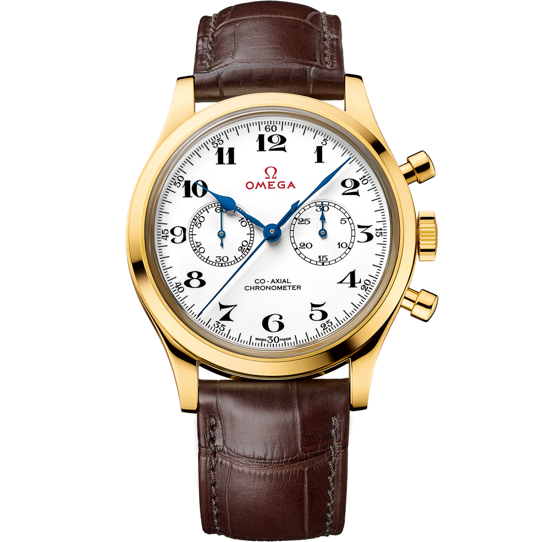 Omega Specialities 39 mm, yellow gold on leather strap