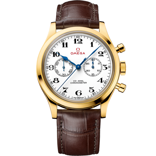 Omega Specialities 39 mm, yellow gold on leather strap