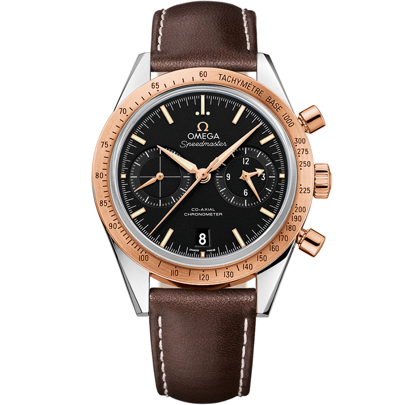 Omega Speedmaster Speedmaster '57 41.5 mm, steel - red gold on leather strap