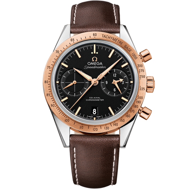 Omega Speedmaster Speedmaster '57 41.5 mm, steel - red gold on leather strap