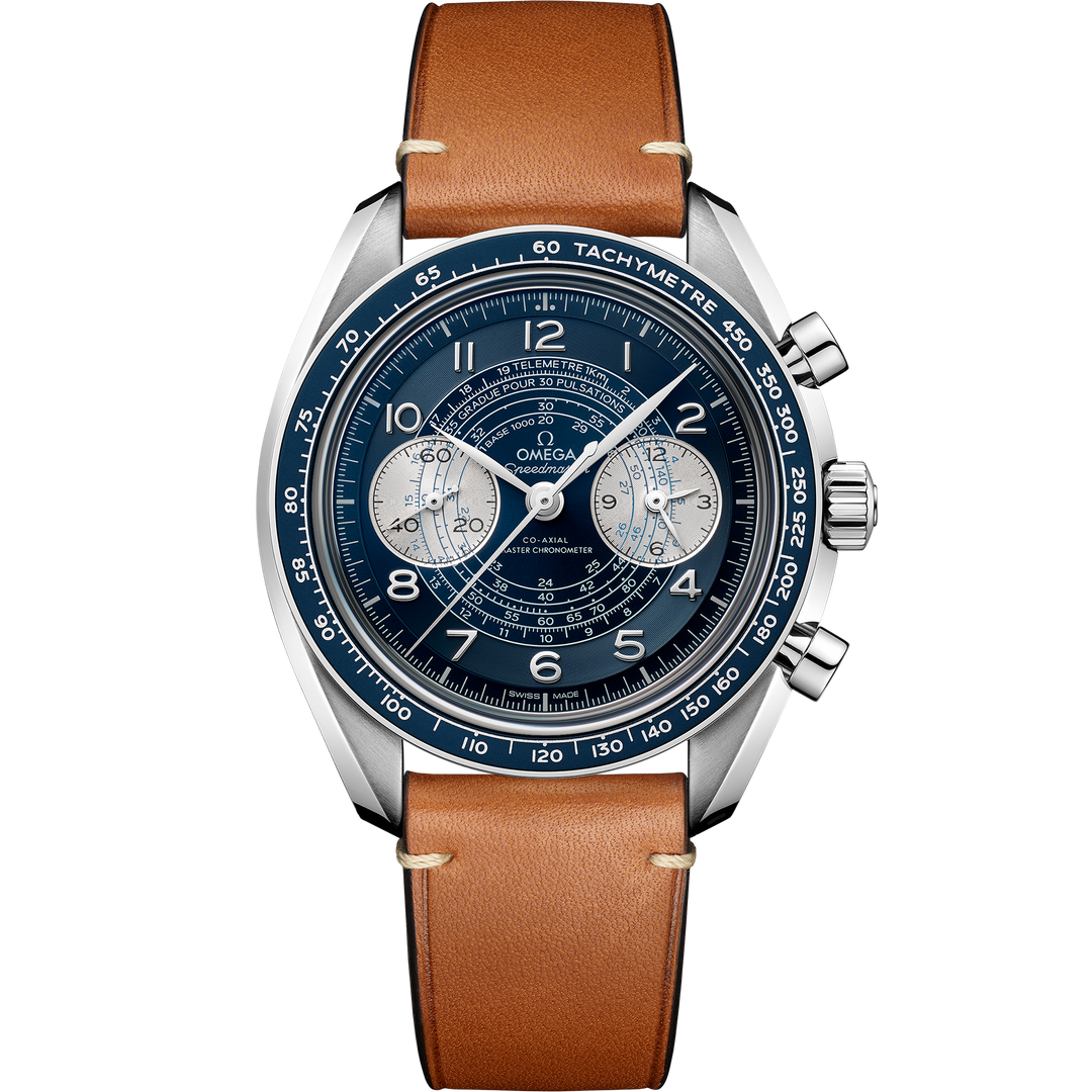 Omega Speedmaster Chronoscope 43 mm, steel on leather strap