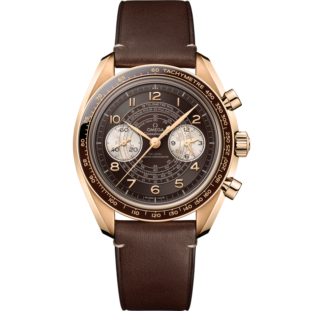 Omega Speedmaster Chronoscope 43 mm, Bronze gold on leather strap