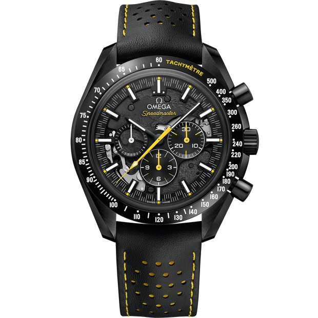 Omega Speedmaster Dark Side of the Moon 44.25 mm, black ceramic on leather strap