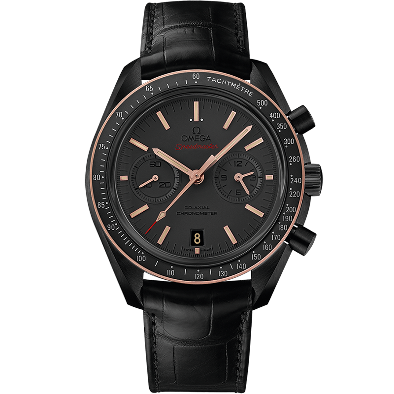 Omega Speedmaster Dark Side of the Moon 44.25 mm, black ceramic on leather strap